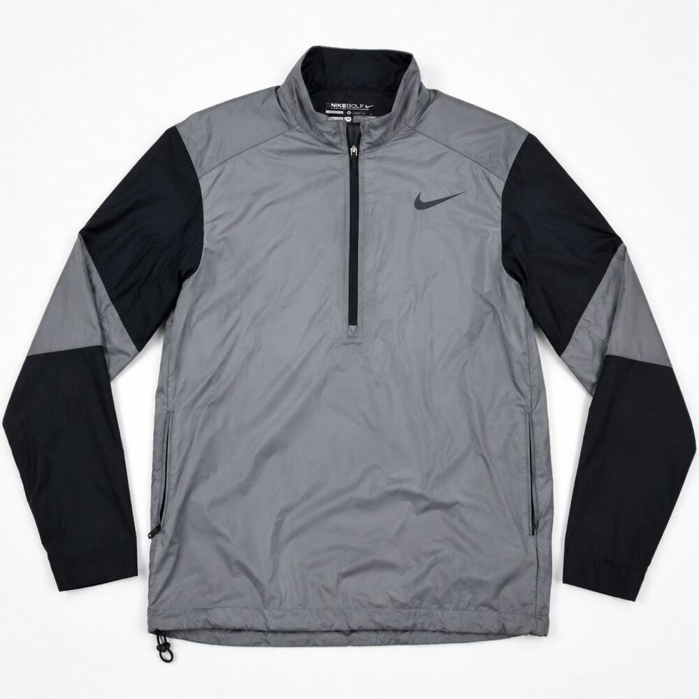 Nike Golf HyperAdapt Windbreaker Men M Gray Black 1/2 Zip Performance Jacket